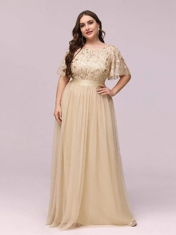 Casual Chic Women's Clothes Plus Size Women's Embroidery Evening Dresses with Short Sleeve