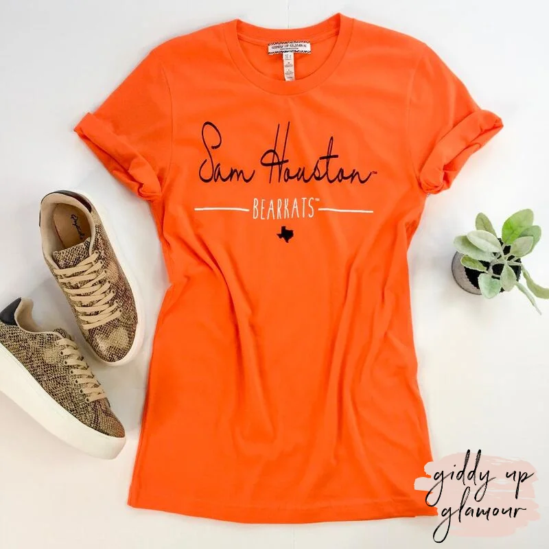 Trendy Urban Attire SHSU | Sam Houston Bearkats Cursive Short Sleeve Tee Shirt in Orange Trendy Urban Attire SHSU | Sam Houston Bearkats Cursive Short Sleeve Tee Shirt in Orange
