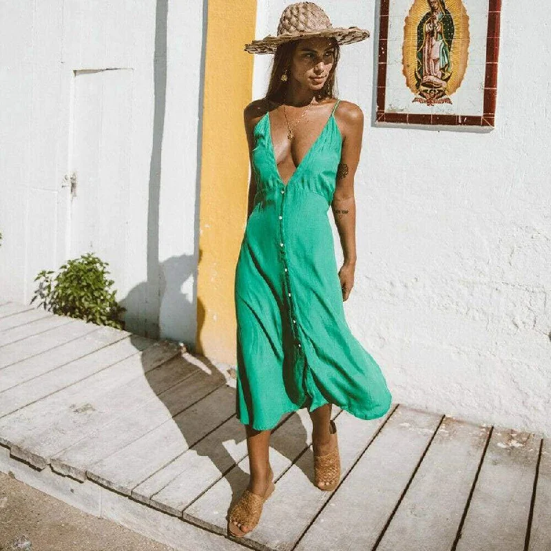 The Latest Fashion Trends FashionSierra - Vintage Women Boho Long Maxi Dress Sexy Ladies V-Neck Backless Summer Beach Strappy Party Casual Button Sundress The Latest Fashion Trends FashionSierra - Vintage Women Boho Long Maxi Dress Sexy Ladies V-Neck Backless Summer Beach Strappy Party Casual Button Sundress