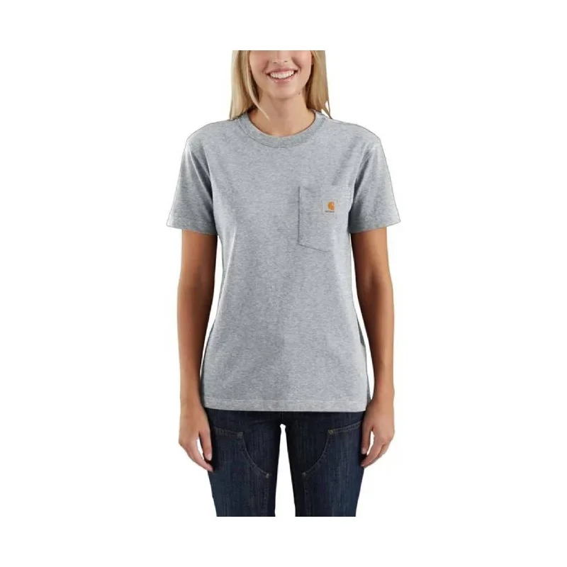 Chic Casual Style Carhartt Women's Loose Fit Heavyweight Short-Sleeve Pocket T-Shirt - Heather Gray Chic Casual Style Carhartt Women's Loose Fit Heavyweight Short-Sleeve Pocket T-Shirt - Heather Gray