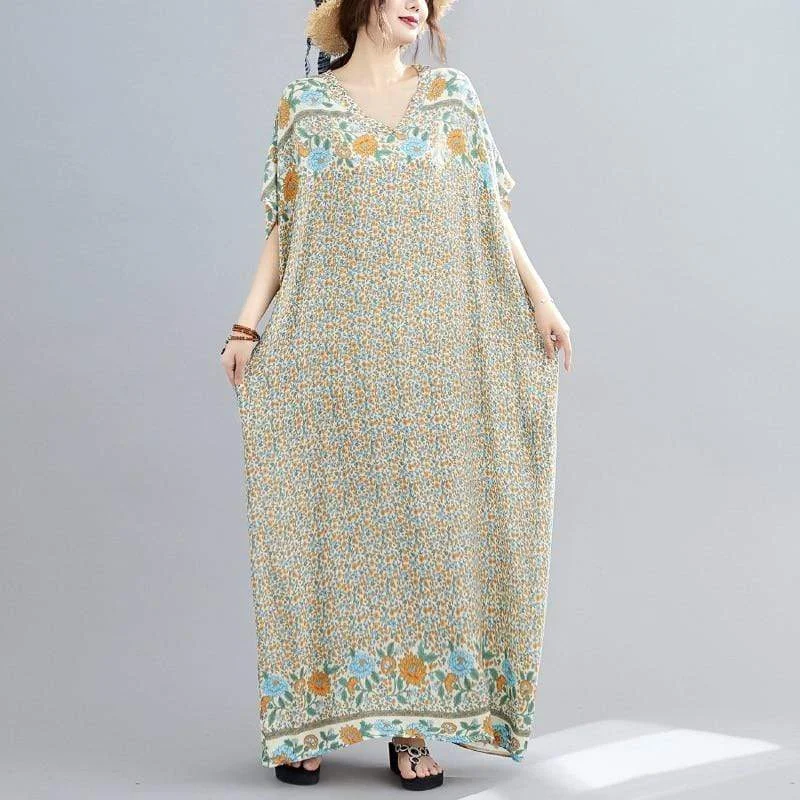 Women's Casual Clothing For Lounging Campagna Floral Kaftan Dress