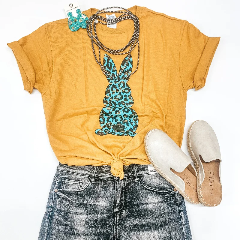 Style Your Wardrobe Last Chance Size Small | The Bunny Hop Mint Leopard Bunny Short Sleeve Graphic Tee in Mustard Style Your Wardrobe Last Chance Size Small | The Bunny Hop Mint Leopard Bunny Short Sleeve Graphic Tee in Mustard