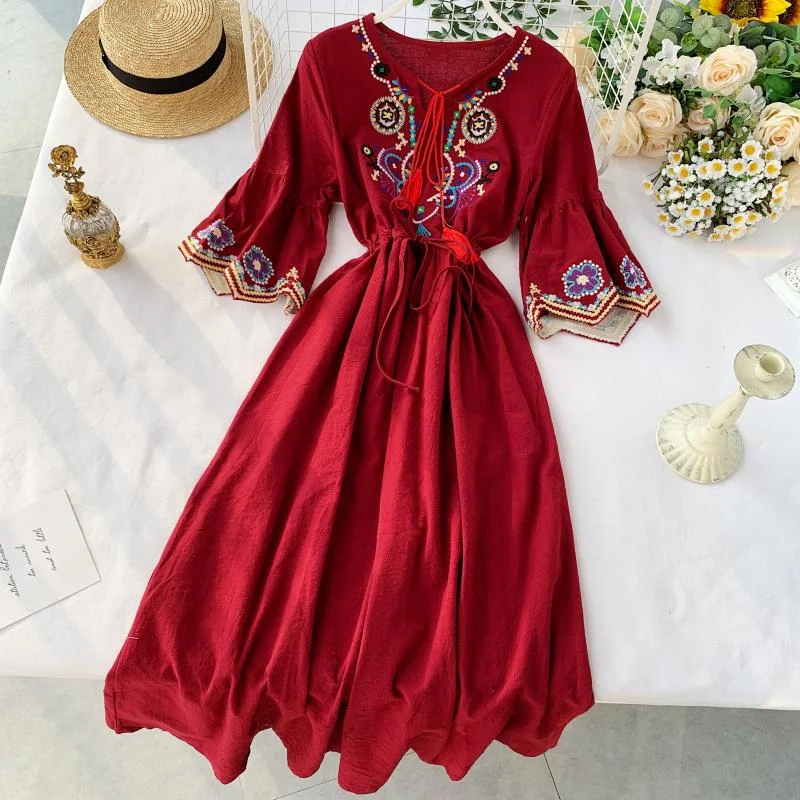 Charming Women's Garments Bohemian Ethnic Summer Dress, Embriodered, Boho Dress For Women