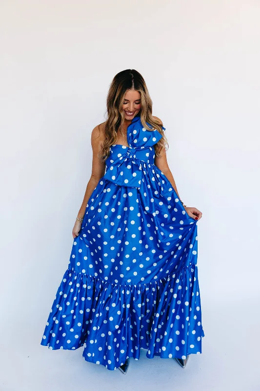 Women's Attire The Tipton Maxi Dress - Blue Polka Dot