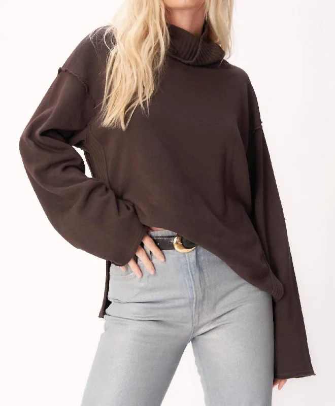 Women's Elegant Clothing Sets Nicola Funnel Neck Sweatshirt In Black Brown