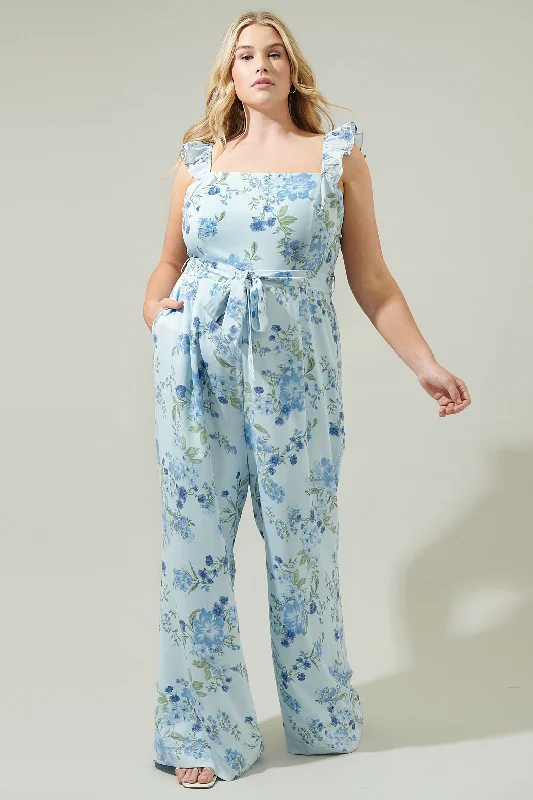 Women's Professional Garments Dusty Floss Floral Sleeveless Jumpsuit Curve