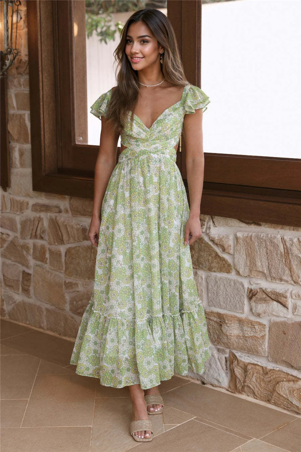 Women's Elegant Evening Attire Starting Over Maxi Dress Green