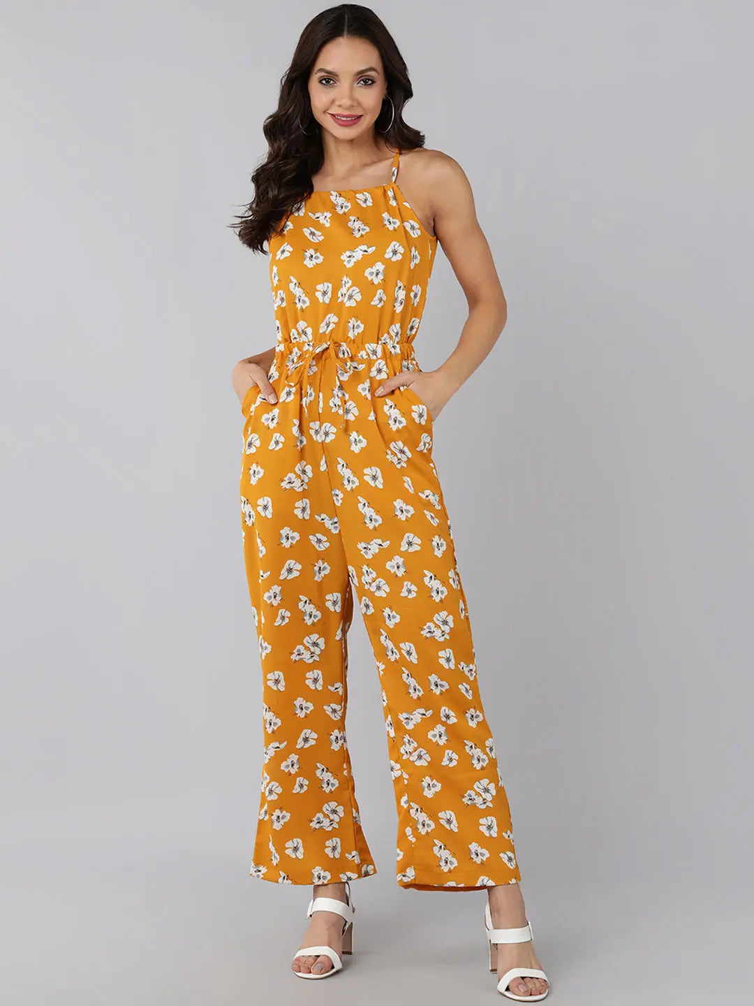 Classic Clothes For Women Women Printed Standard Mustard Jumpsuits & Sets