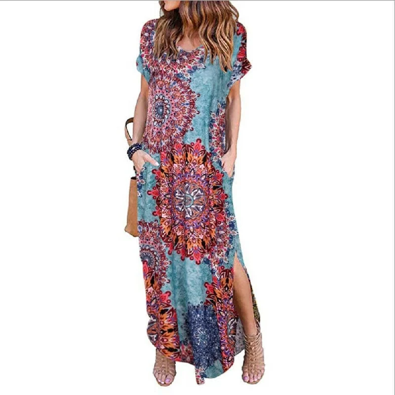 Seasonal Trends FashionSierra - Women's Boho Pocket Long Maxi Dress Floral Cocktail Party Summer Beach Casual V Neck Split Loose Dress Sundress Seasonal Trends FashionSierra - Women's Boho Pocket Long Maxi Dress Floral Cocktail Party Summer Beach Casual V Neck Split Loose Dress Sundress