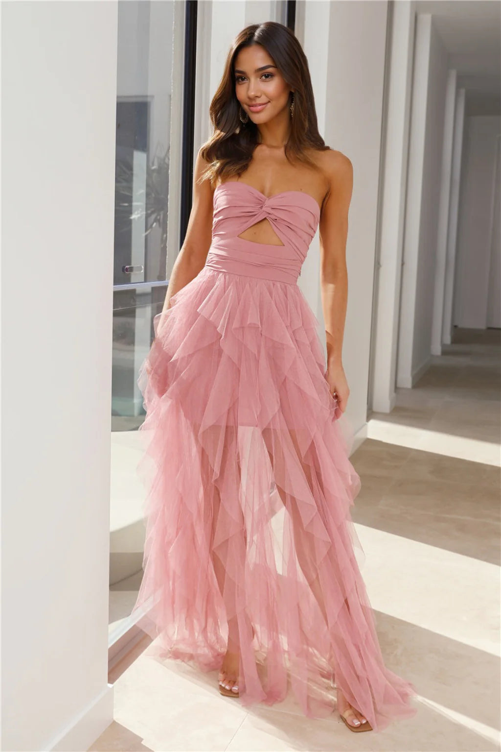 Women's Clothing In Her Fairytale Tulle Strapless Maxi Dress Pink