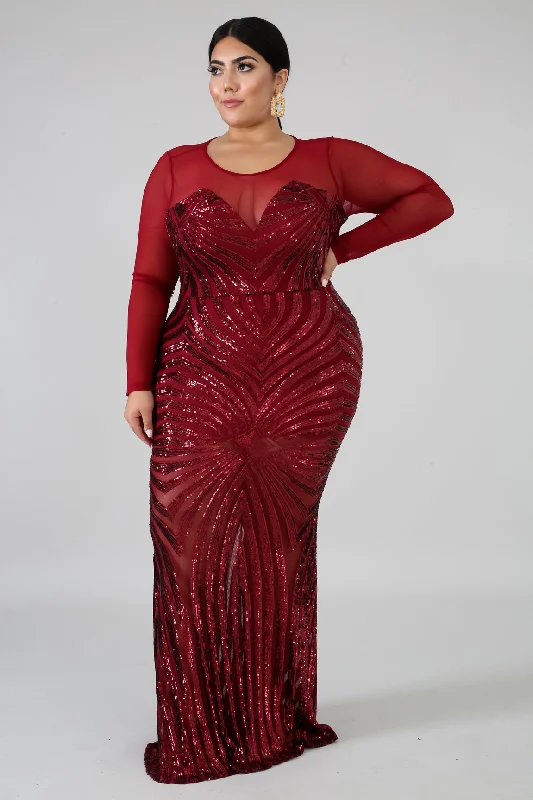 Women's Versatile Apparel Burgundy Haley Sequin Mermaid Dress