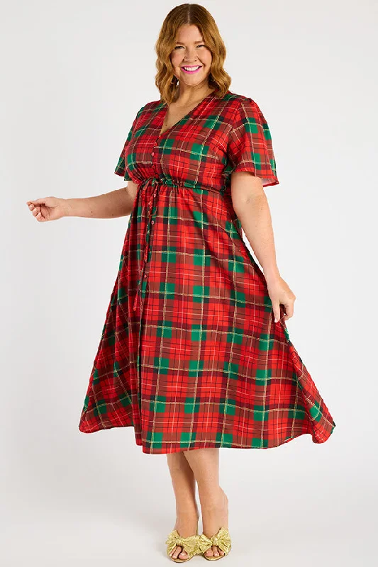 Women's Charming Outfit For Events Marley Tartan Christmas Dress