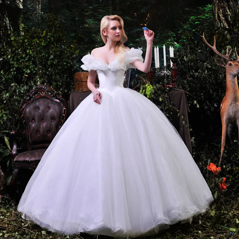 Top Deals Halloween Women New Movie Blue Cinderella Sweetheart Luxury Wedding Dress Adult Ball Gown Wedding Dresses Robe De Mariee