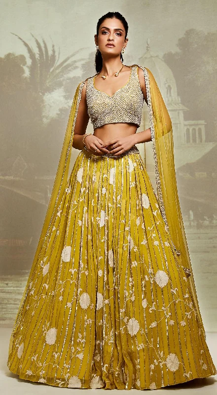 Modern Women's Outfit Lime Embroidered Lehenga Set