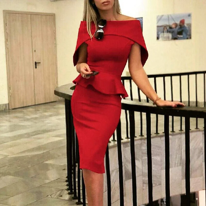 Classic Women's Clothing Styles FashionSierra - Women Elegant Summer Off Shoulder Ruffle Midi Dress Formal Work Office OL Ladies Bodycon Slim Pencil Dress Classic Women's Clothing Styles FashionSierra - Women Elegant Summer Off Shoulder Ruffle Midi Dress Formal Work Office OL Ladies Bodycon Slim Pencil Dress
