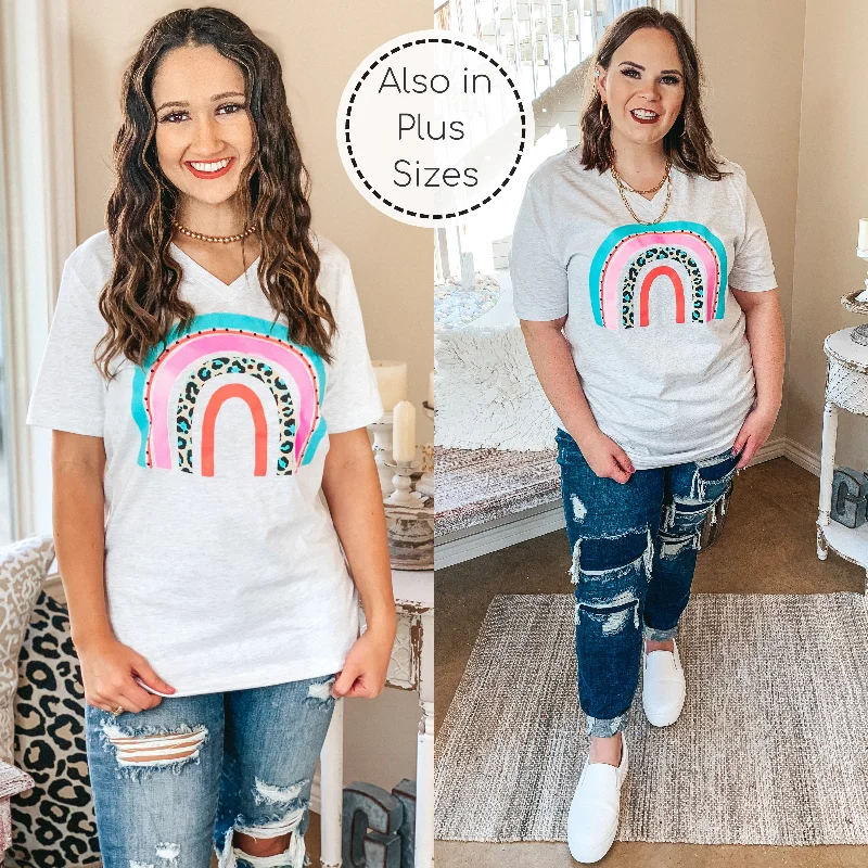 Trend Setting Threads Last Chance Size Small & Large | Over The Rainbow Multi Color and Leopard Rainbow Graphic Tee in Heather Grey Trend Setting Threads Last Chance Size Small & Large | Over The Rainbow Multi Color and Leopard Rainbow Graphic Tee in Heather Grey