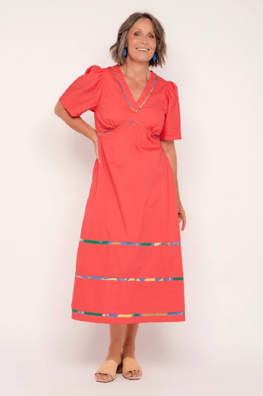 Women's Vintage Garments Farrah Poplin Dress in Coral