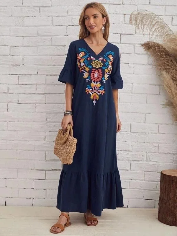 Women's Effortless Casual Outfit Bohemian Print Summer Dress For Women, Boho Maxi Dress