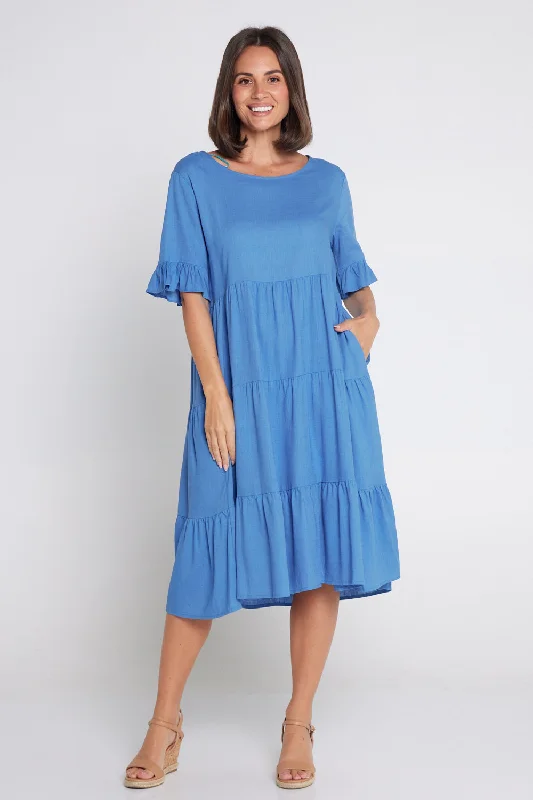 Women's Luxury Apparel Jackson Linen Dress - Blue