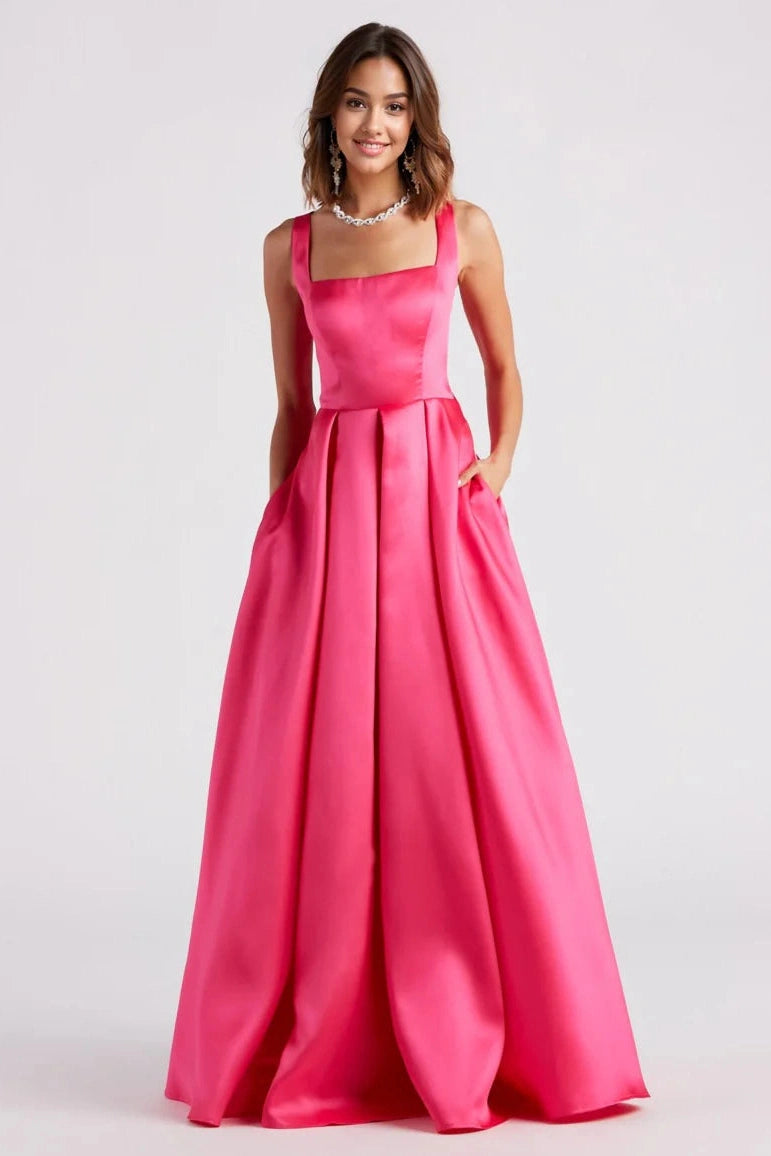 Women's Elegant Clothes Satin Lace-Up A-Line Ball Gown