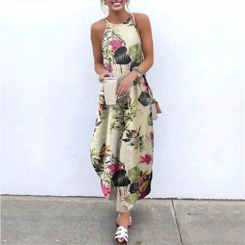 Women's Clothing Apparel Summer Boho Floral Dress For Women, Bohemian Maxi Dress