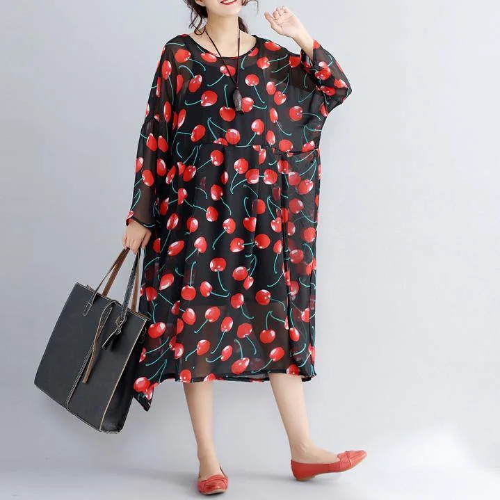 Women's Clothing For Special Occasions 2024 black prints long chiffon dresses plus size clothing two pieces long dresses and cotton sleeveless dresses