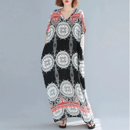 Stylish Women's Clothing Tribal Mandala Kaftan Dress