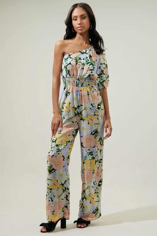 Women's Seasonal Garments Topanga Floral Highball One Shoulder Jumpsuit