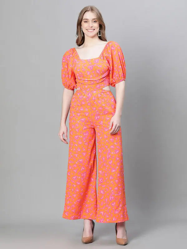 Women's Professional Clothes Women Printed Orange Jumpsuits & Sets