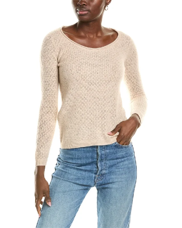 Women's Clothes For Special Occasions sofiacashmere Pointelle Scoop Neck Cashmere Sweater