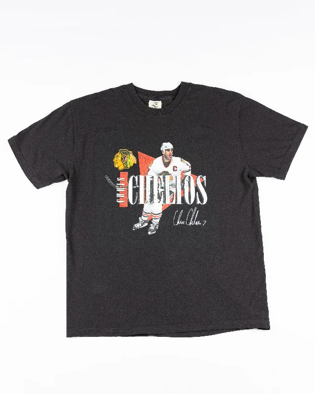 Style Redefined Chicago Blackhawks Black Chelios Jersey Retirement 90s Vintage Inspired Tee Style Redefined Chicago Blackhawks Black Chelios Jersey Retirement 90s Vintage Inspired Tee