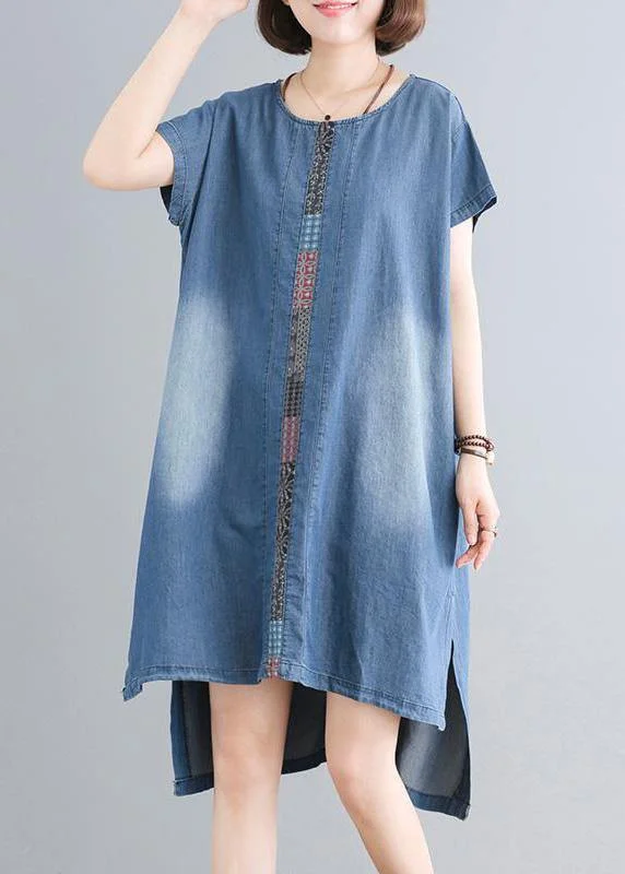 Women's High-Fashion Apparel Elegant Cotton clothes Women Indian Casual Spliced Pockets Denim Dress