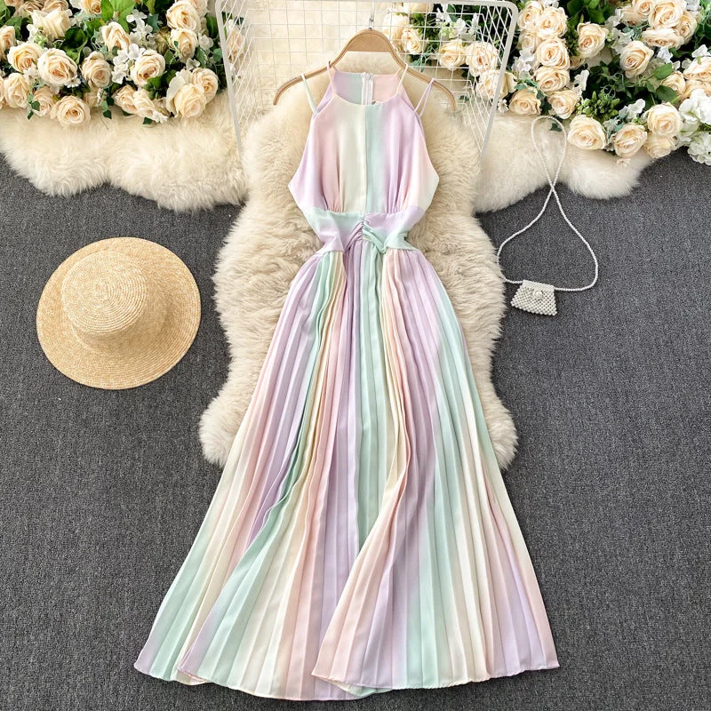 Women's Wedding Apparel Rainbow Boho Dress For Women, Bohemian Summer Dress