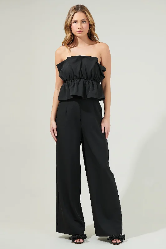 Women's Evening Apparel Overnight Strapless Ruffle Jumpsuit