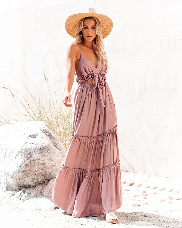 Casual Chic Clothing For Women April Rain Pocketed Cutout Maxi Dress - Dusty Mauve