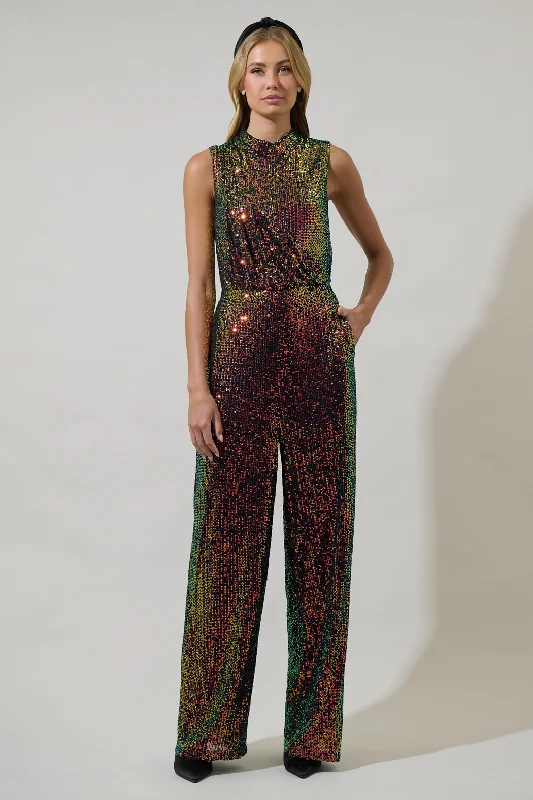 Women's Clothing For Special Occasions Jaylah Sequin Siren Drape Neck Jumpsuit