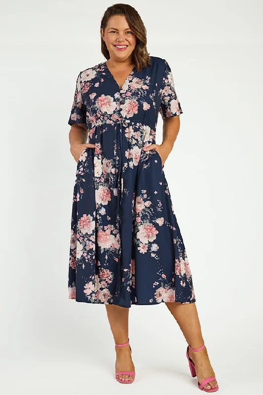 Women's Outerwear Garments Marley Navy Floral Dress