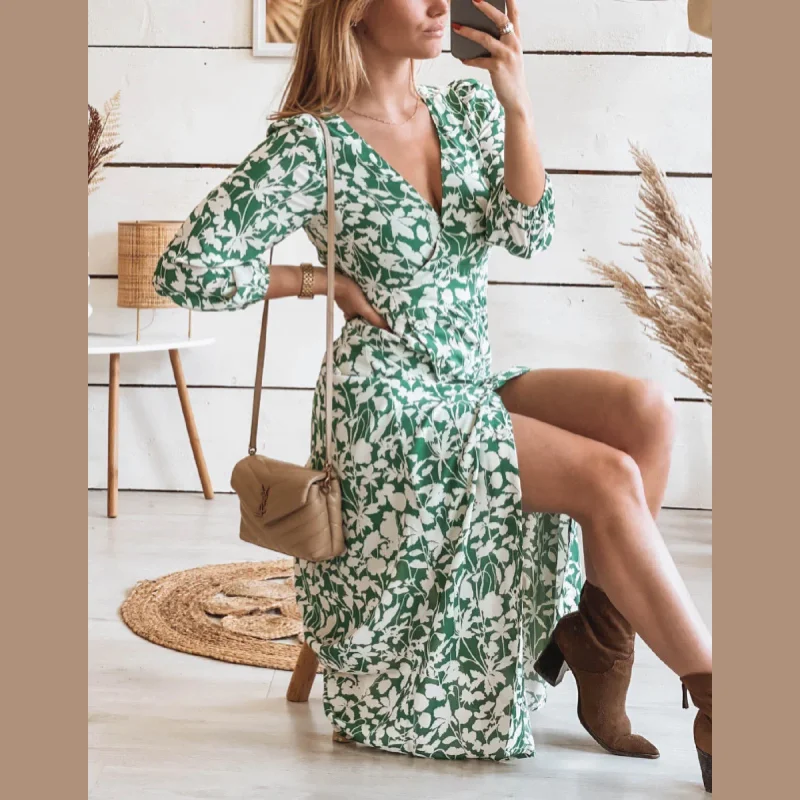 Women's Vacation Attire Summer Floral Maxi Dress For Women, Bohemian Dress