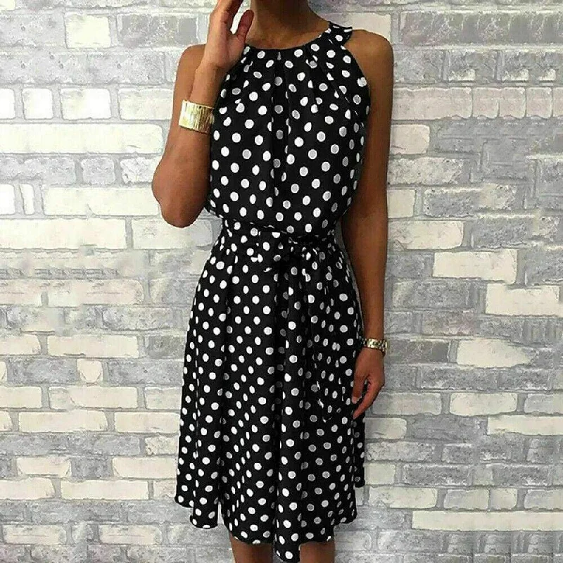 Chic Women's Clothing for Work and Travel FashionSierra - Women Sleeveless Polka Dot Midi Dress 2019 Fashion Ladies Summer Beach Casual Bandage Belt Dress Sundress Chic Women's Clothing for Work and Travel FashionSierra - Women Sleeveless Polka Dot Midi Dress 2019 Fashion Ladies Summer Beach Casual Bandage Belt Dress Sundress