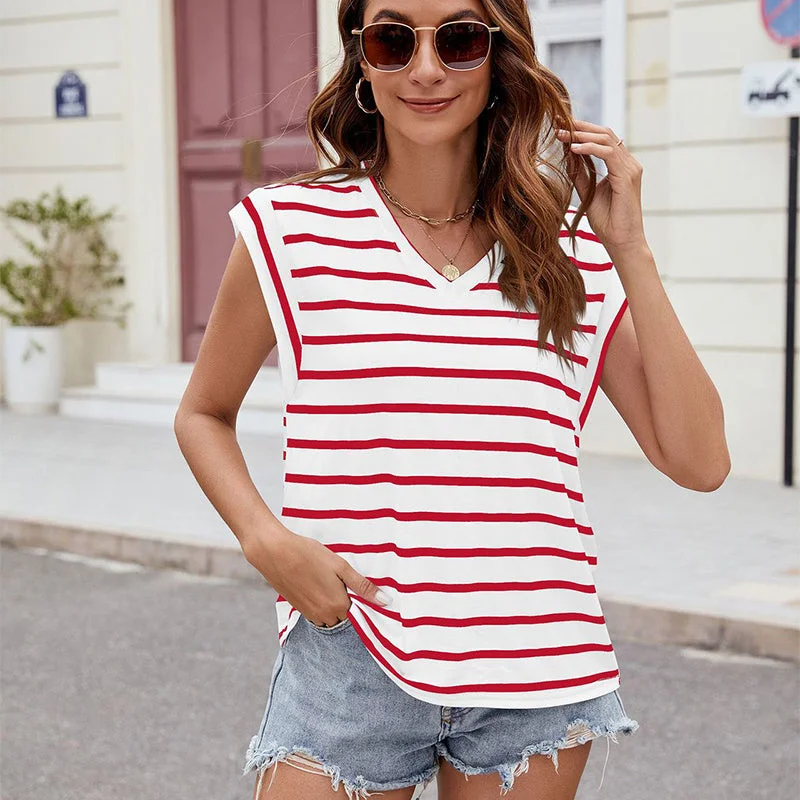 Fashion Forward, Function First Stripe Print Summer Loose Tank Top