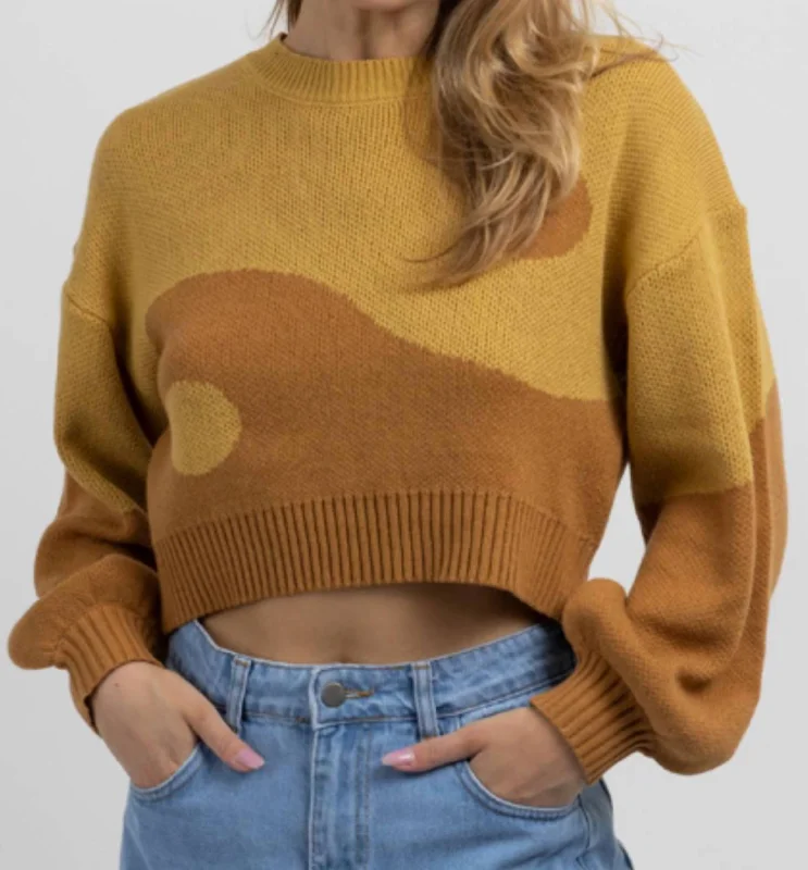 Comfortable Women's Clothes Yin Yang Sweater In Mustard