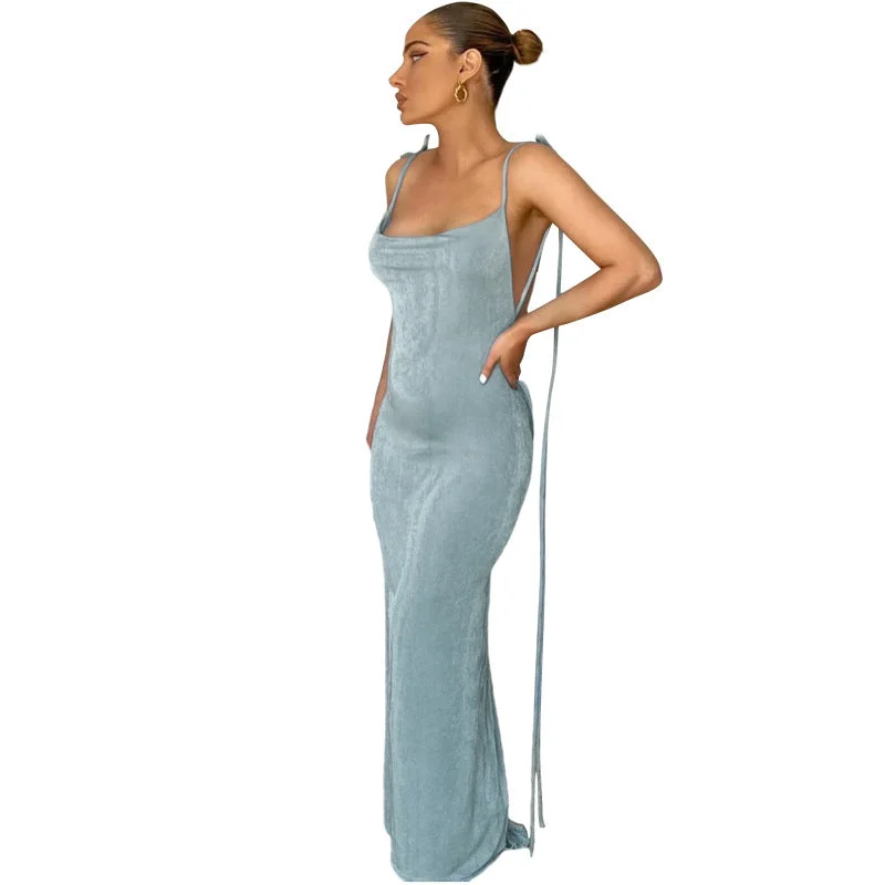Trendy Fashion For Women 2022 Women Swing Collar Backless Maxi Dress Sexy Spaghetti Strap Slim Sleeveless Prom Dress Long Club Party Beach Dress Outfits Trendy Fashion For Women 2022 Women Swing Collar Backless Maxi Dress Sexy Spaghetti Strap Slim Sleeveless Prom Dress Long Club Party Beach Dress Outfits