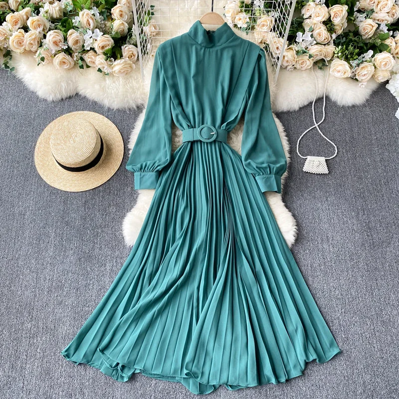 Women's Clothes Retro Pleated Bohemian Dress, Boho Dress For Women