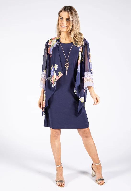 Elegant Clothing For Women Sheer Floral Cape Dress