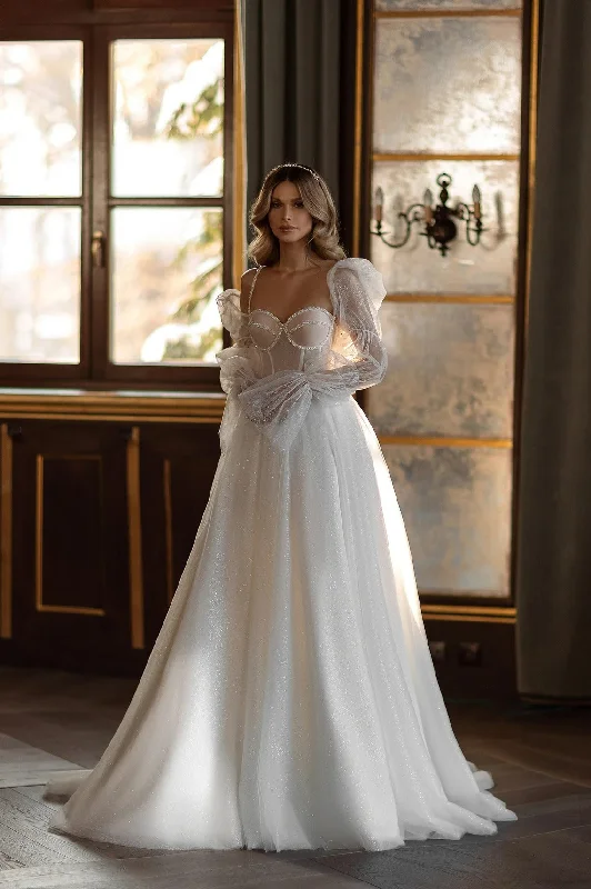 Fashionable Women's Clothes Vintage Wedding Dresses A-Line Tulle Bridal Gowns Long Puff Sleeves Elegant Robes Floor Length Classic Vestidos De Novia