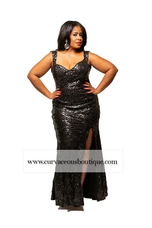 Women's Professional Clothes Black Blaine Sequin Gown