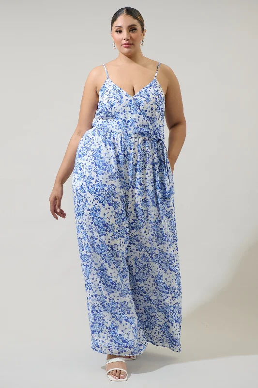 Women's Trendy Apparel Camellia Floral Vicky Wide Leg Jumpsuit Curve