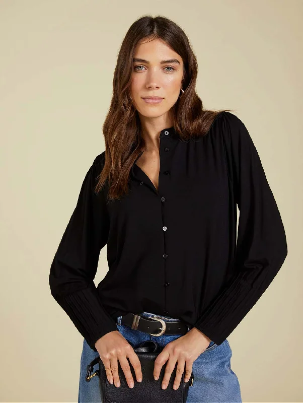 Buy More, Save More Caroline LENZING™ ECOVERO™ Button Detail Blouse | Caviar Black