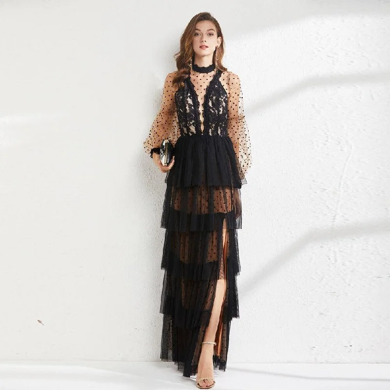 Cheap Women's Clothing Online FashionSierra - Lace Patchwork Tiered Ruffles Fashion Maxi Party Prom Gown Cheap Women's Clothing Online FashionSierra - Lace Patchwork Tiered Ruffles Fashion Maxi Party Prom Gown