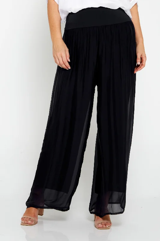 Women's Transitional Outfit Arlette Silk Pants - Black